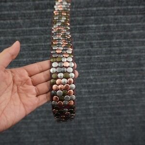 Amsterdam Heritage Studded Belt Womens 85 Burgundy Leather Multi Metal Studs